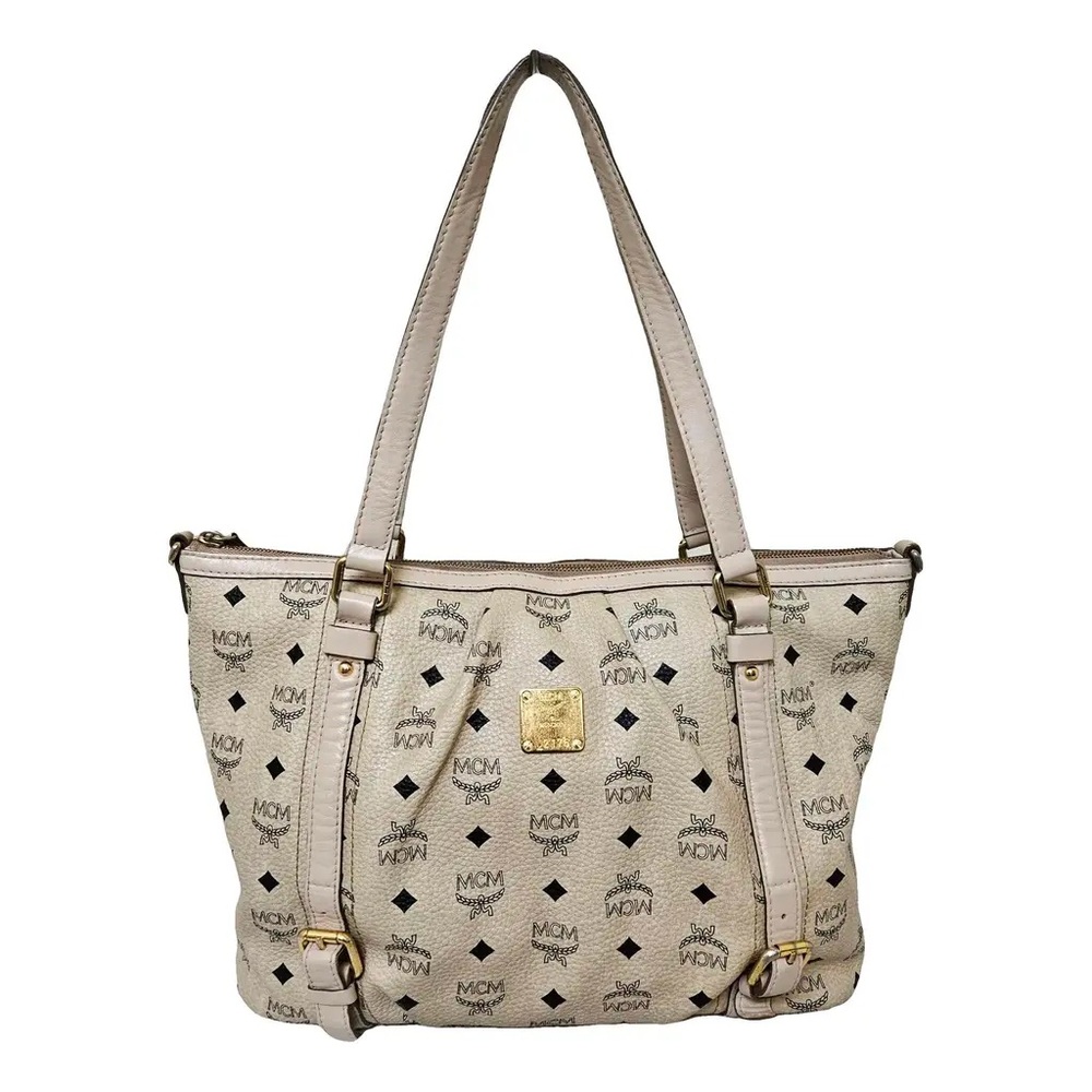 MCM Cream Monogram Tote Bag